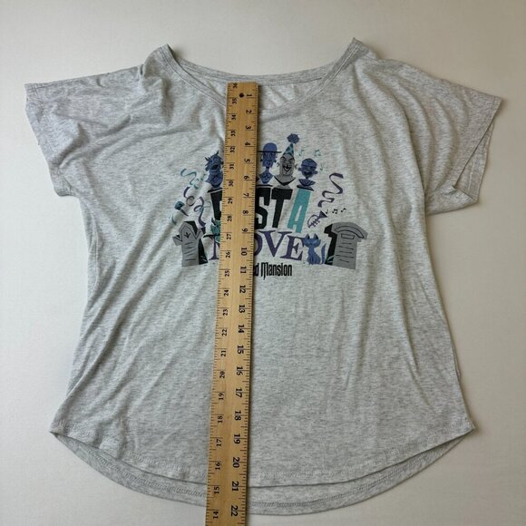 Disney Haunted Mansion Shirt Womens Medium Gray Bust A Move Graphic Tee Party - Picture 7 of 10